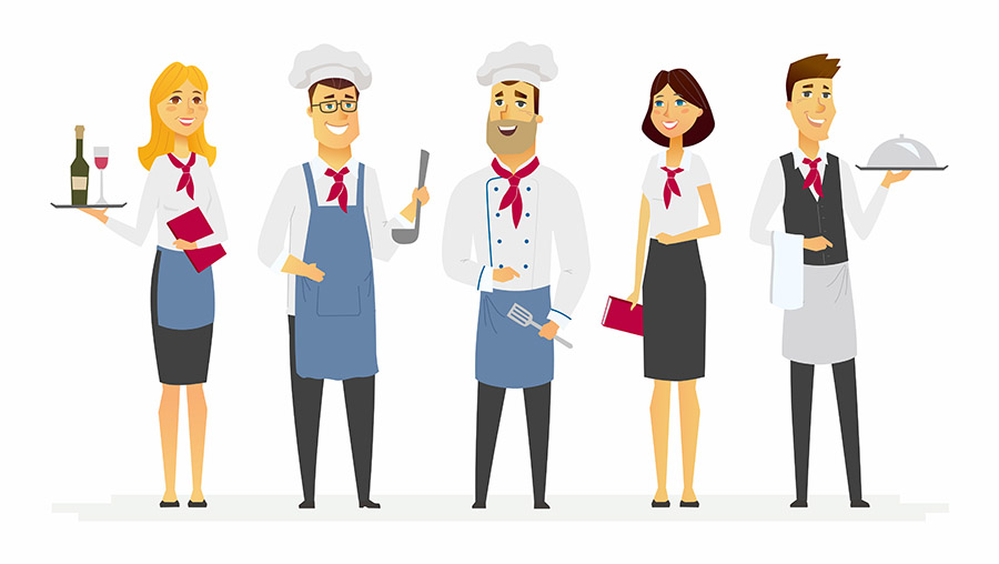 Restaurant staff - cartoon people characters isolated illustration