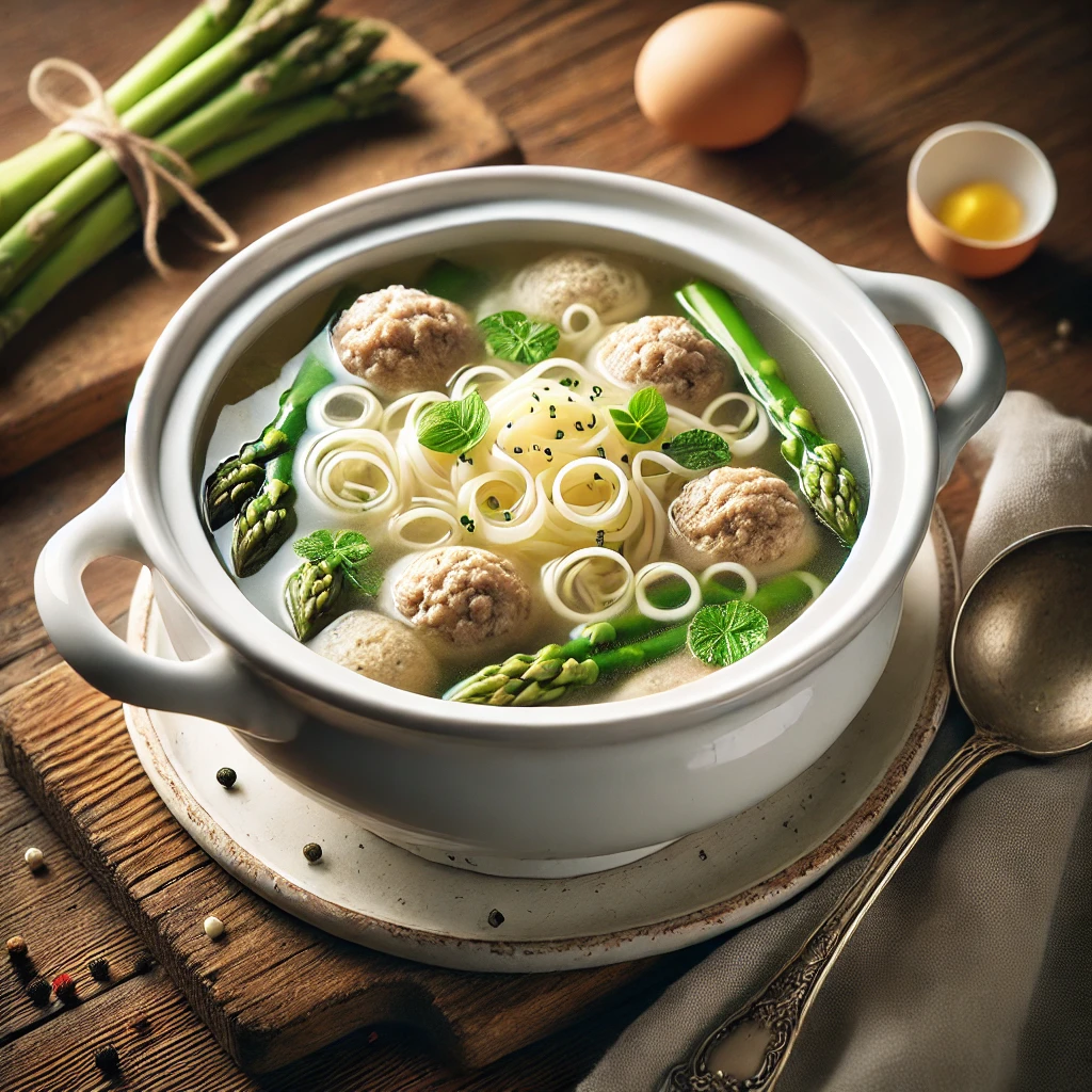 Traditionelle Hochzeitssuppe mit feinen Einlagen